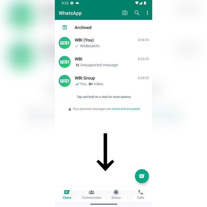 WhatsApp beta soluciona el problema de la barra de navegación inferior y habilita la navegación por deslizamiento